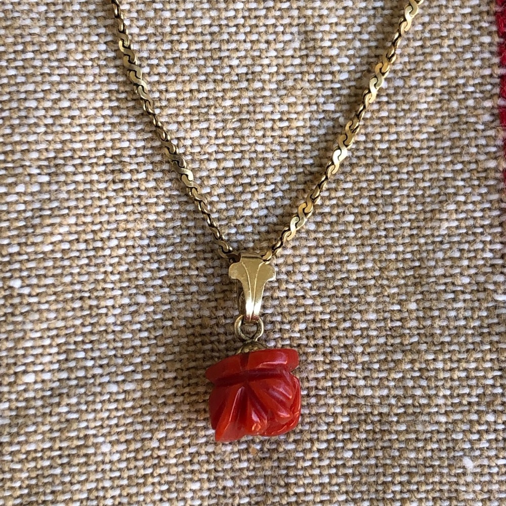 Victorian coral rose charm